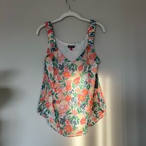Vince Camuto Pink Floral Fitted Sleeveless Tank Top